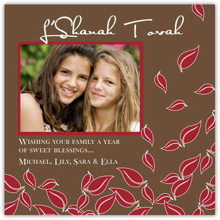 Photo Jewish New Year Cards by Take Note Designs (Red Leaves Photo Card)