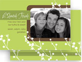 Photo Jewish New Year Cards by Take Note Designs (White Vines on Green)