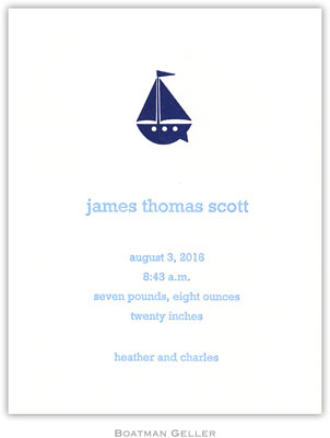 Boatman Geller - Baby Sailboat Letterpress Invitations/Announcements
