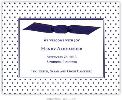 Boatman Geller - Swiss Dot Blue with Ribbon Letterpress Invitations/Announcements