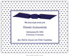 Boatman Geller - Swiss Dot Blue with Ribbon Letterpress Invitations/Announcements