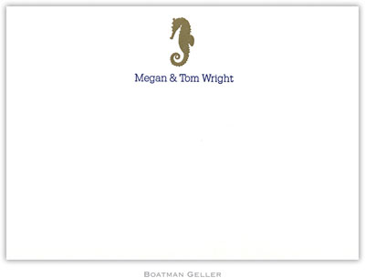 Boatman Geller - Simply Elegant Seahorse Medium-Sized Letterpress Stationery