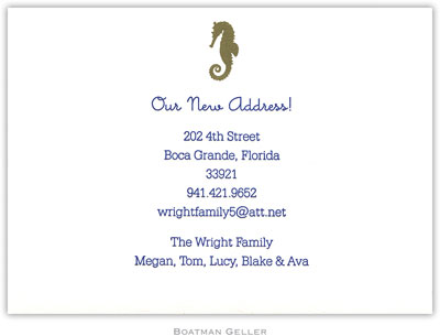 Boatman Geller - Simply Elegant Seahorse Medium-Sized Letterpress Invitations/Announcements