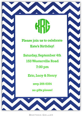 Boatman Geller - Chevron Border Medium-Sized Letterpress Invitations/Announcements