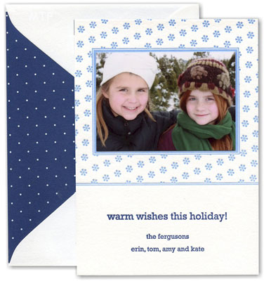 Small Snowflake Photo Medium-Sized Letterpress Photocards with Top Design by Boatman Geller