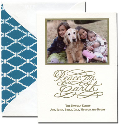 Peace on Earth Photo Medium-Sized Letterpress Photocards by Boatman Geller