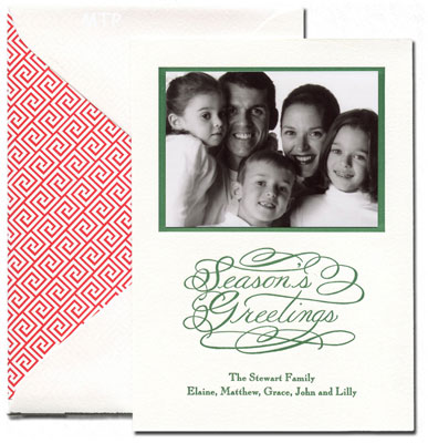 Letterpress Holiday Photo Mount Card (Season's Greetings) by Boatman Geller