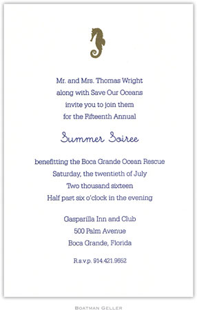 Boatman Geller - Seahorse Large-Sized Letterpress Invitations/Announcements