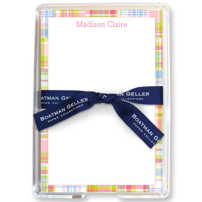 Boatman Geller Memo Sheets with Acrylic Holders - Madras Patch Pink Boatman Geller Memo Sheets with Acrylic Holders - Madras Patch Pink