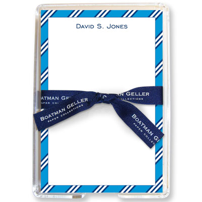 Boatman Geller Memo Sheets with Acrylic Holders - Blue & Navy Repp Tie