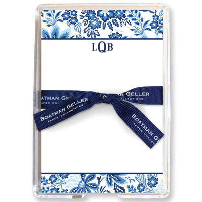 Boatman Geller Memo Sheets with Acrylic Holders - Willow Floral Blue