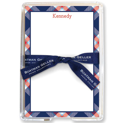 Boatman Geller Memo Sheets with Acrylic Holders - Ashley Plaid Navy