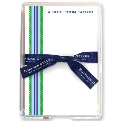 Boatman Geller Memo Sheets with Acrylic Holders - Grosgrain Ribbon Blue & Green Boatman Geller Memo Sheets with Acrylic Holders - Grosgrain Ribbon Blue & Green