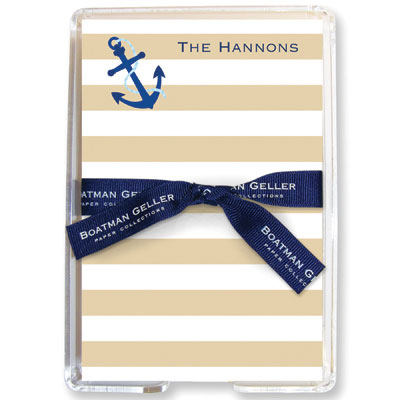 Boatman Geller Memo Sheets with Acrylic Holders - Stripe Anchor Boatman Geller Memo Sheets with Acrylic Holders - Stripe Anchor