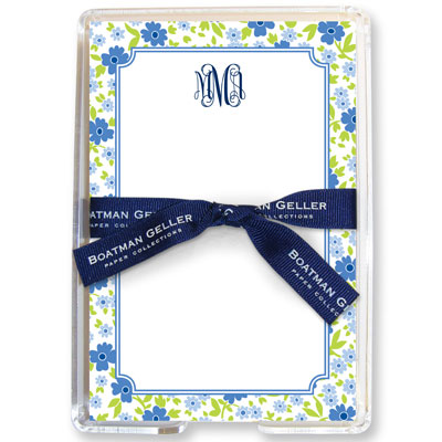 Boatman Geller Memo Sheets with Acrylic Holders - Emma Floral Periwinkle
