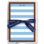 Boatman Geller Memo Sheets with Acrylic Holders - Stripe Light Blue /Brown Border