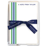 Boatman Geller Memo Sheets with Acrylic Holders - Grosgrain Ribbon Blue & Green