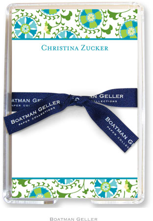 Boatman Geller Memo Sheets with Acrylic Holders - Suzani Teal Boatman Geller Memo Sheets with Acrylic Holders - Suzani Teal