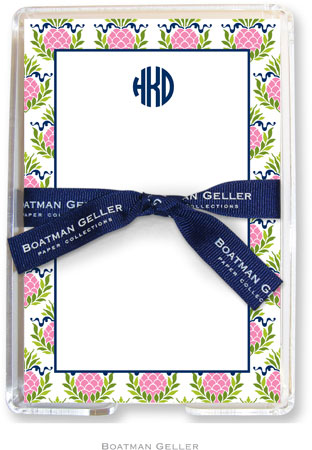 Boatman Geller Memo Sheets with Acrylic Holders - Pineapple Repeat Pink Boatman Geller Memo Sheets with Acrylic Holders - Pineapple Repeat Pink