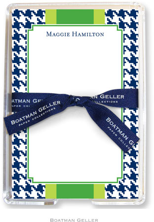 Boatman Geller Memo Sheets with Acrylic Holders - Alex Houndstooth Navy