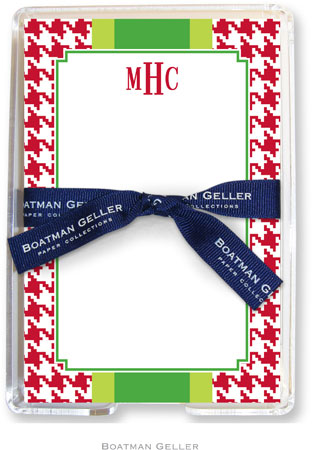 Boatman Geller Memo Sheets with Acrylic Holders - Alex Houndstooth Red