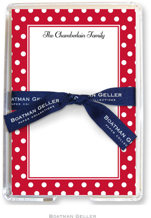 Boatman Geller Memo Sheets with Acrylic Holders - Polka Dot Cherry Boatman Geller Memo Sheets with Acrylic Holders - Polka Dot Cherry