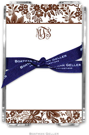 Boatman Geller Memo Sheets with Acrylic Holders - Classic Floral Brown Boatman Geller Memo Sheets with Acrylic Holders - Classic Floral Brown