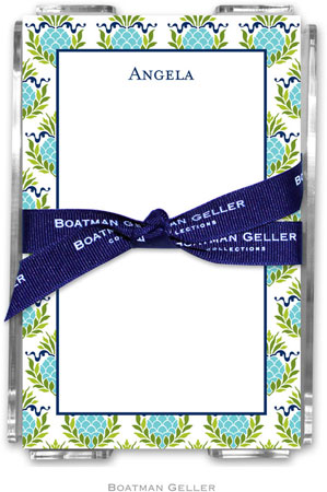 Boatman Geller Memo Sheets with Acrylic Holders - Pineapple Repeat Teal Boatman Geller Memo Sheets with Acrylic Holders - Pineapple Repeat Teal