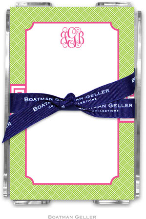 Boatman Geller Memo Sheets with Acrylic Holders - Greek Key Band Pink