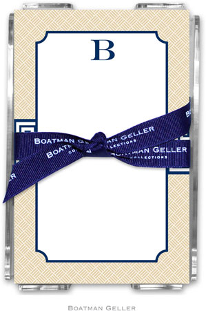Boatman Geller Memo Sheets with Acrylic Holders - Greek Key Band Navy Boatman Geller Memo Sheets with Acrylic Holders - Greek Key Band Navy