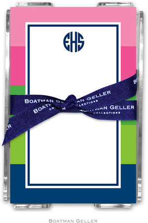 Boatman Geller Memo Sheets with Acrylic Holders - Bold Stripe Pink Green & Navy