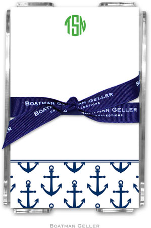 Boatman Geller Memo Sheets with Acrylic Holders - Anchors Navy