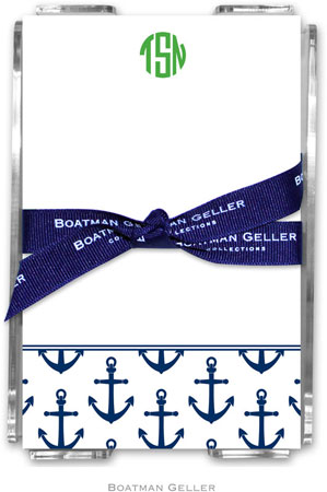 Boatman Geller Memo Sheets with Acrylic Holders - Anchors Navy Boatman Geller Memo Sheets with Acrylic Holders - Anchors Navy