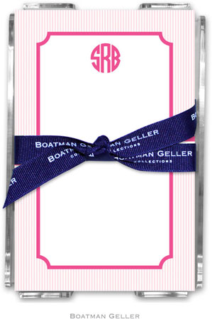 Boatman Geller Memo Sheets with Acrylic Holders - Seersucker Band Pink & Green Boatman Geller Memo Sheets with Acrylic Holders - Seersucker Band Pink & Green