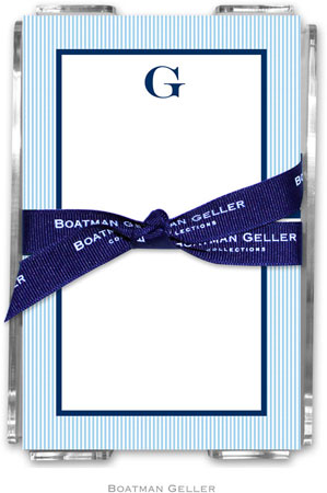 Boatman Geller Memo Sheets with Acrylic Holders - Seersucker Band Red & Navy