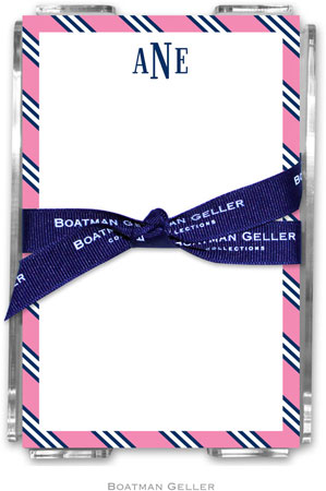 Boatman Geller Memo Sheets with Acrylic Holders - Repp Tie Pink & Navy