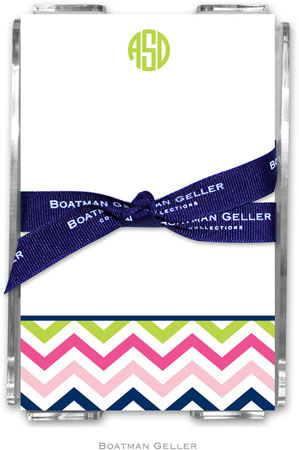 Boatman Geller Memo Sheets with Acrylic Holders - Chevron Pink Navy & Lime