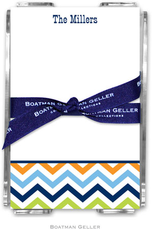 Boatman Geller Memo Sheets with Acrylic Holders - Chevron Blue Orange & Lime