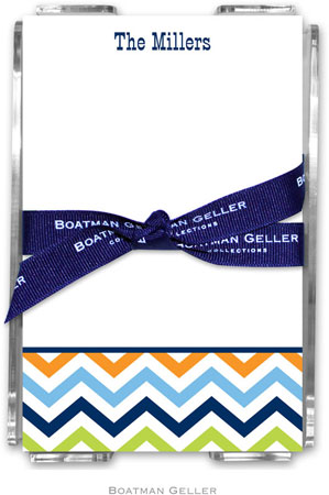 Boatman Geller Memo Sheets with Acrylic Holders - Chevron Blue Orange & Lime Boatman Geller Memo Sheets with Acrylic Holders - Chevron Blue Orange & Lime