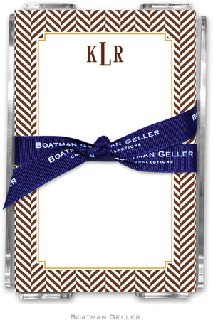 Boatman Geller Memo Sheets with Acrylic Holders - Herringbone Chocolate
