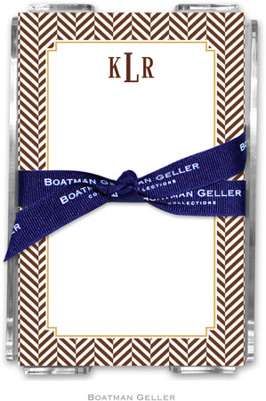 Boatman Geller Memo Sheets with Acrylic Holders - Herringbone Chocolate Boatman Geller Memo Sheets with Acrylic Holders - Herringbone Chocolate