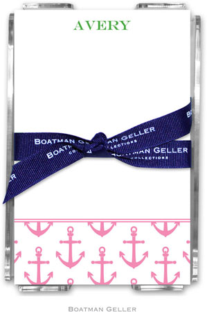 Boatman Geller Memo Sheets with Acrylic Holders - Anchors Pink