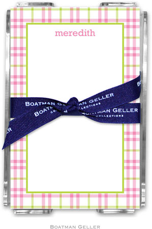 Boatman Geller Memo Sheets with Acrylic Holders - Miller Check Pink & Green Boatman Geller Memo Sheets with Acrylic Holders - Miller Check Pink & Green