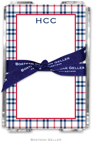Boatman Geller Memo Sheets with Acrylic Holders - Miller Check Navy & Red