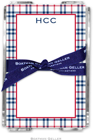 Boatman Geller Memo Sheets with Acrylic Holders - Miller Check Navy & Red Boatman Geller Memo Sheets with Acrylic Holders - Miller Check Navy & Red
