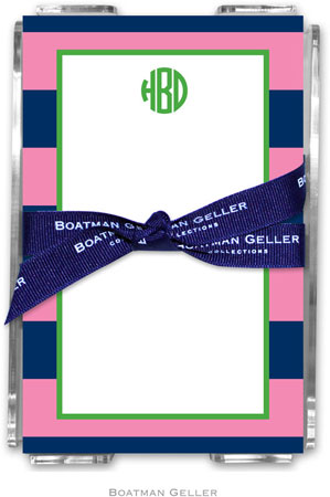 Boatman Geller Memo Sheets with Acrylic Holders - Rugby Navy & Pink Boatman Geller Memo Sheets with Acrylic Holders - Rugby Navy & Pink