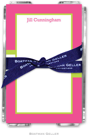 Boatman Geller Memo Sheets with Acrylic Holders - Stripe Raspberry & Lime