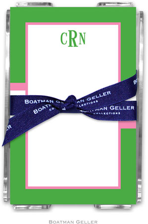 Boatman Geller Memo Sheets with Acrylic Holders - Stripe Kelly & Bubblegum