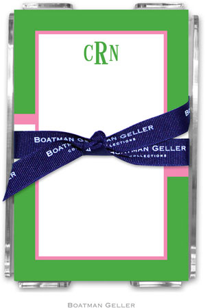 Boatman Geller Memo Sheets with Acrylic Holders - Stripe Kelly & Bubblegum Boatman Geller Memo Sheets with Acrylic Holders - Stripe Kelly & Bubblegum