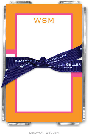 Boatman Geller Memo Sheets with Acrylic Holders - Stripe Tangerine & Raspberry Boatman Geller Memo Sheets with Acrylic Holders - Stripe Tangerine & Raspberry